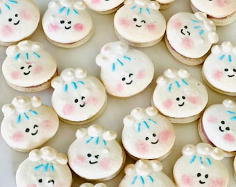 Dumpling Macarons Blue Hair