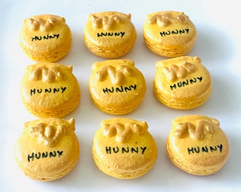 Yellow Hunny Pot and Pooh macarons