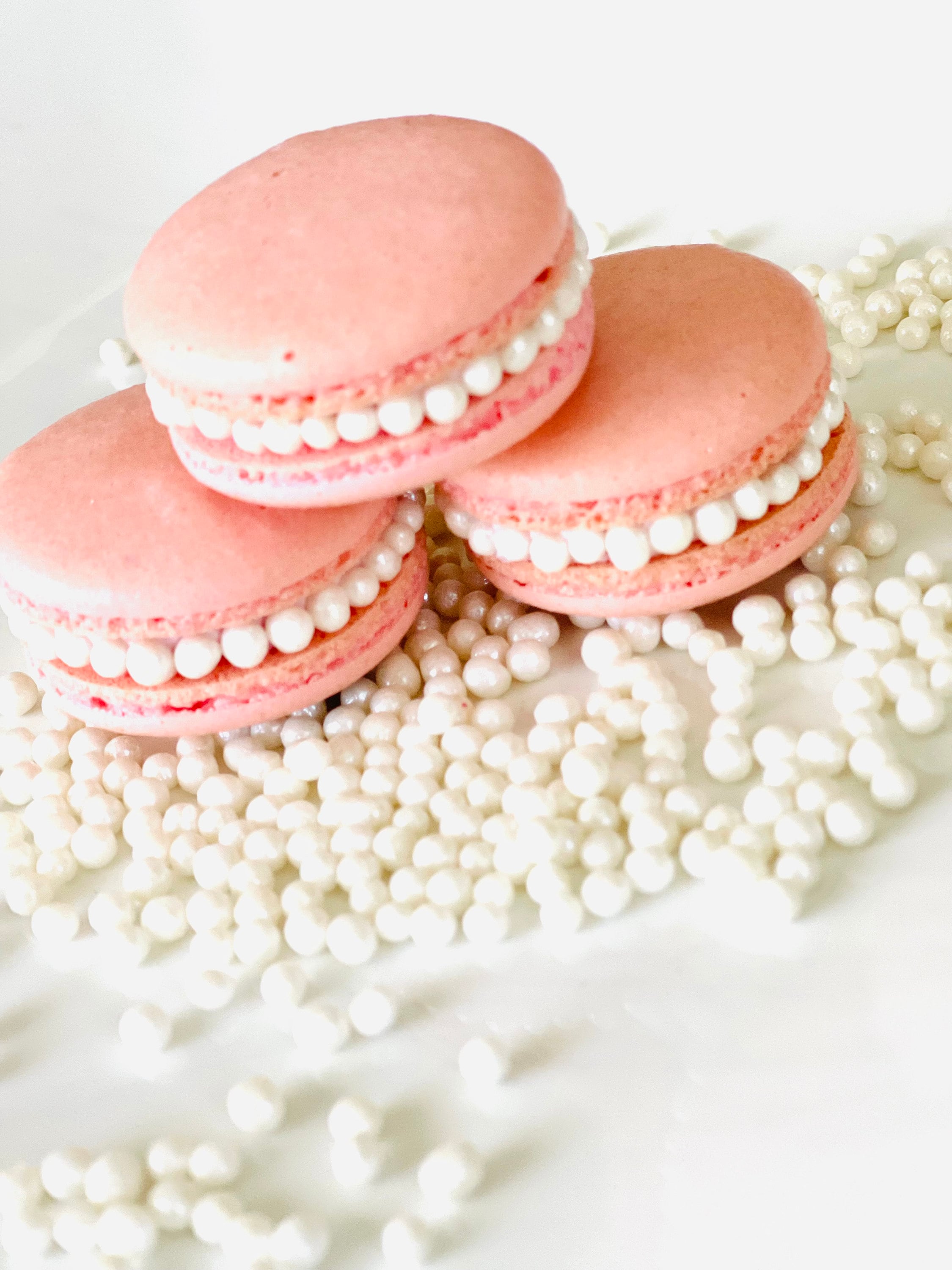 Pink French Macarons With Pearls - Etsy
