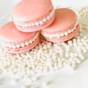 Pink French Macarons with Pearls