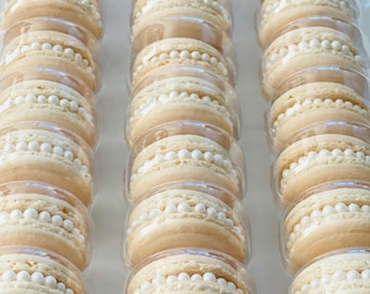 Off White French Macarons with Pearls