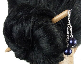 Hair stick "Nature" with charm beaded necklace "Plum" color choice