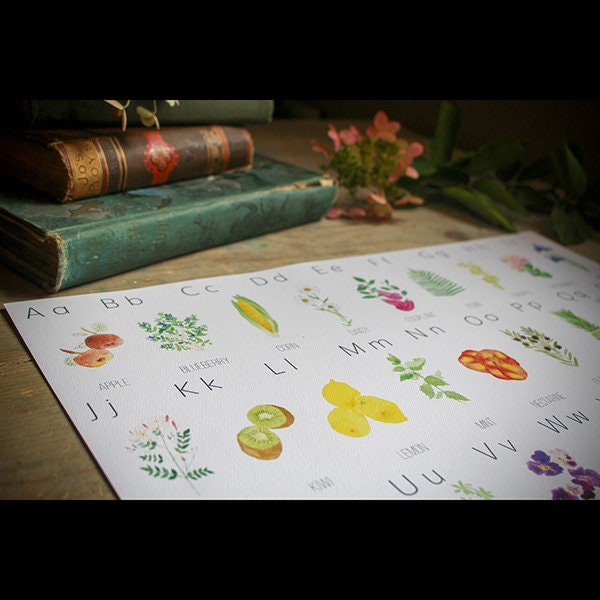 Botanical Alphabet Chart / ABC Poster - Etsy