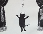 Eri.Mariduki「 PIERRE'S NIGHT」リトグラフ GOTHIC Home Decor, Vintage GOREY CAT Print, Mr Mistoffelees