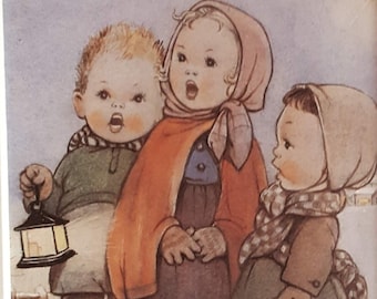 Mabel Lucie Attwell, 'We Wish You a Merry Christmas' Mounted Vintage Print 1994 Childs Nursery Ready to Frame
