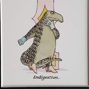 GOTHIC Home Decor, GOREY Vintage Print 'I for Indigestion'' Edward Gorey, Goreyana. Line Drawing 2007 Mounted Ready to Frame