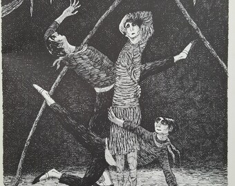 EDWARD GOREY Vintage 1970’s RARE Poster Print Gothic Ballet Home Decor Macabre Art Poster  "Bitter Glue" 1947 Dancer Dance Hester Fringe