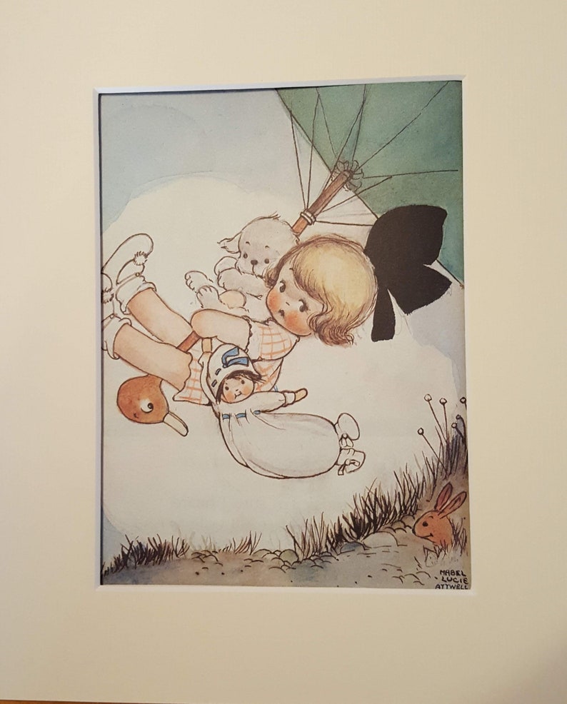 Mabel Lucie Attwell Bunty and The Little Boos Mounted Vintage Print 1994 Childs Nursery Ready to Frame image 2