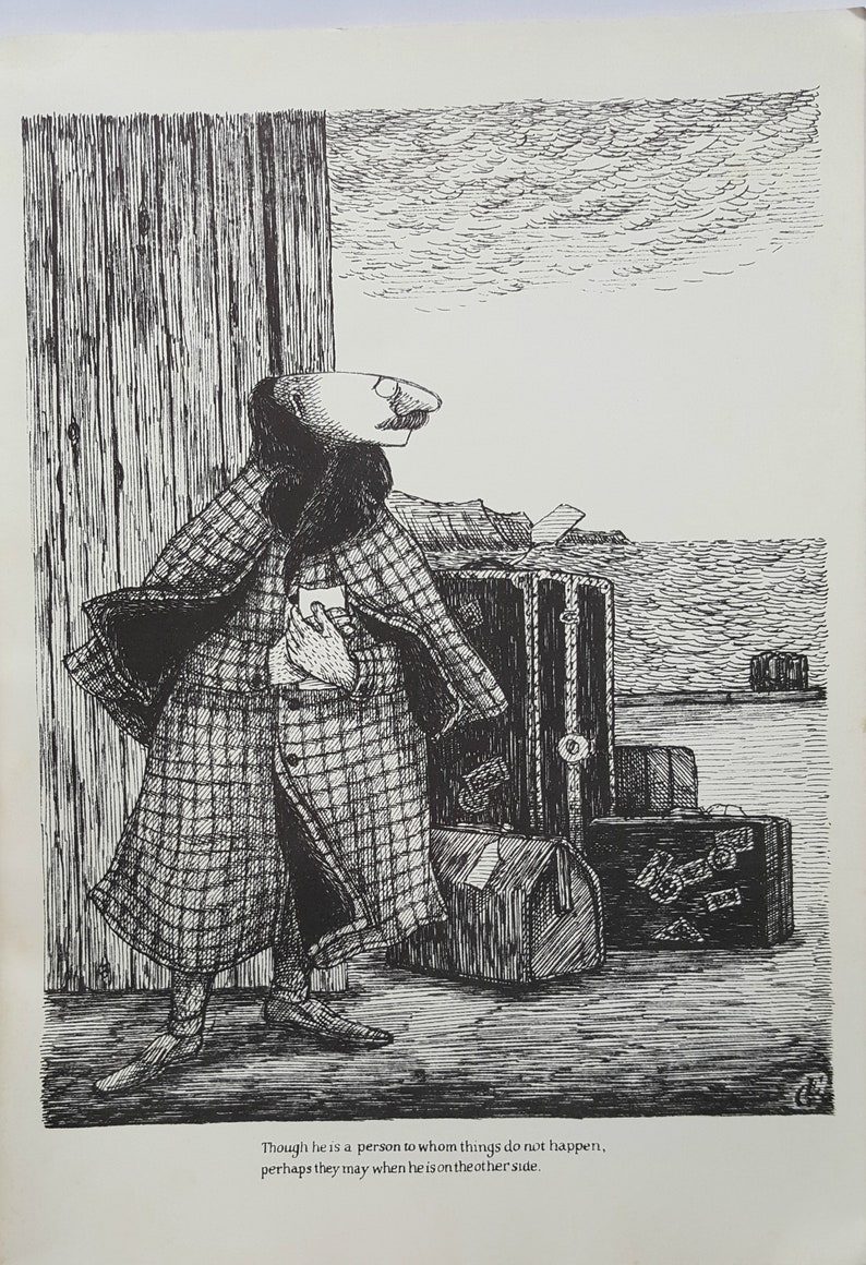 EDWARD GOREY Original Vintage 1970s RARE Poster Print Gothic Home Decor Macabre Art Mr EarBrass from The Unstrung Harp image 2