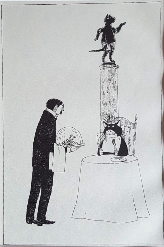 GOTHIC Home Decor, Vintage GOREY CAT Print, Bustopher Jones