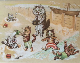 Vintage Louis Wain Geisha Cat Art Board Print for Sale by TeeARTHY