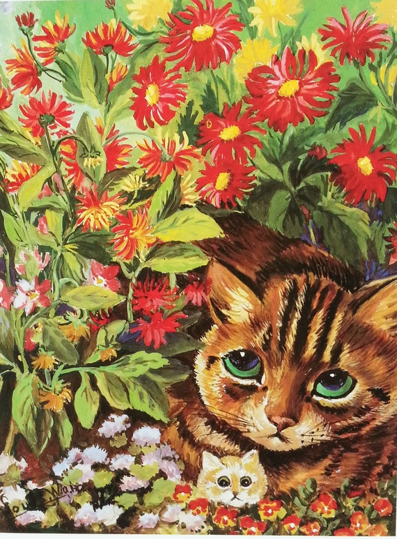 Louis Wain Cat Print Wall Art 1983 Vintage Original Print 