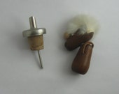60s classic. Teak wood bar accessories figure with fur hairstyle as a bottle pourer. Probably Hans Bølling. Bojesen era Rockabilly. VINTAGE