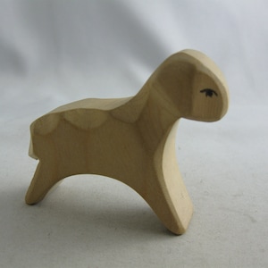 Original OSTHEIMER wooden figure / wood animal. Ostheimer farm animals. Figure for Ostheimer Christmas Nativity: LAMB running. 1990s VINTAGE