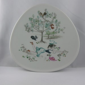 ROSENTHAL Alemanha Departamento de Arte Selb. Prato mágico de porcelana dos anos 50 "Menina com uma carta de amor". Bele Bachem. VINTAGE