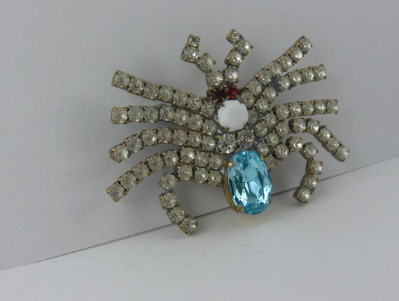 Spider (I): Beautiful rhinestone brooch. Of ancien
