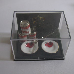 Dollhouse miniatures made from original Reutter porcelain. Made in Germany. Format 1:12. Miniature composition Campbell&#39;s Tomato Soup. Vintage