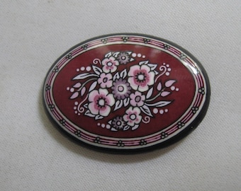 Original Michaela Frey Emaille Brosche mit Blumen Dekor. Ca. 4,5 cm x 3,5 cm. HANDARBEIT aus Österreich. Vintage Schmuck