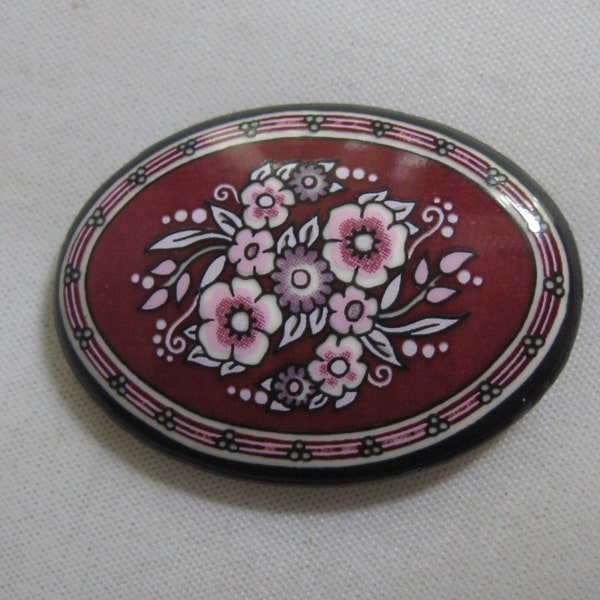 Original Michaela Frey enamel brooch with flowers decor. Approx. 4,5 cm x 3,5 cm. HANDCRAFT from Austria. Vintage jewelry