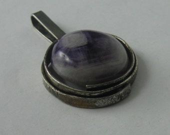Bijoux en argent : Pendentifs améthystes. Allemagne, années 1960 / 70.  Modernisme. Argent 835 Ag avec améthyste. VINTAGE