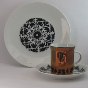 Rosenthal Germany. 3-piece coffee set. Form Berlin (Hans Theo Baumann). Decor Hilton (Bjoern Wiinblad). 1960s Modernist. VINTAGE
