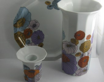 ROSENTHAL Germany studio-linie. 3-teiliges Porzellan SET. Form Polygon. Dekor Patras. Design Tapio Wirkkala. VINTAGE