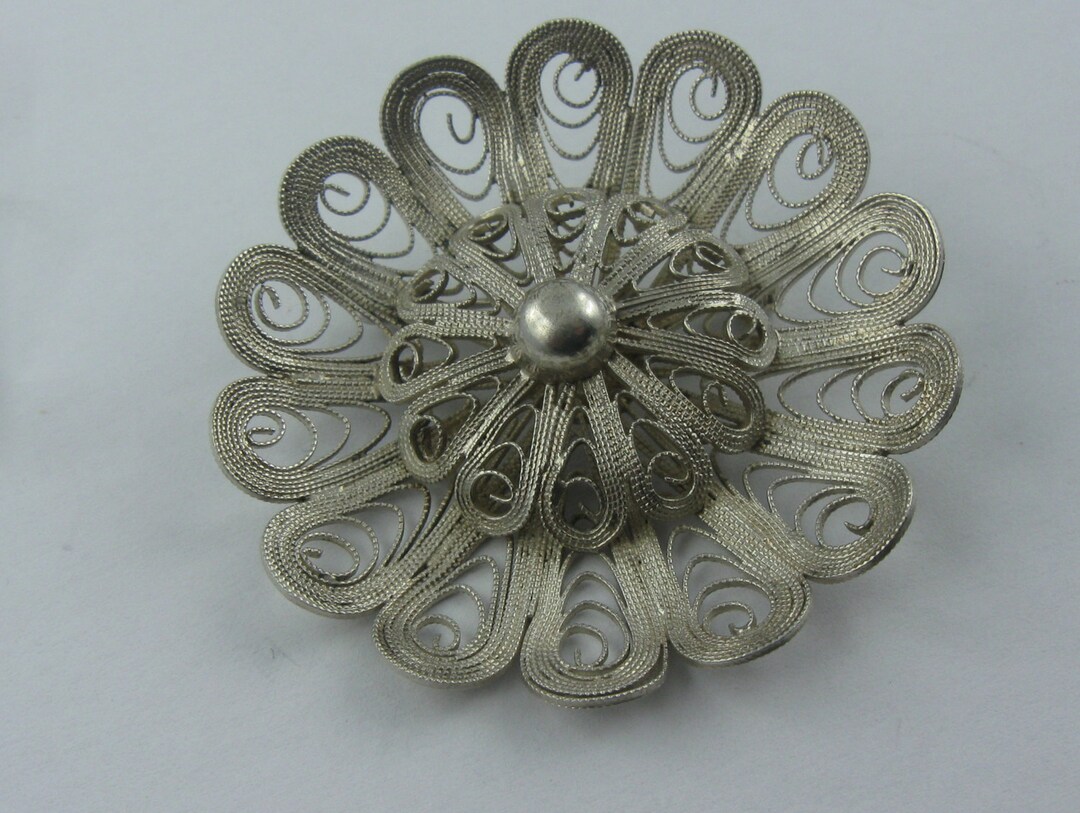Longue Broche Argent 925 Style Art Déco - Vintage - Superbe