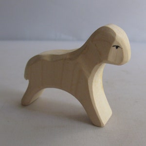Ostheimer wooden figure / wood animal. Ostheimer farm animals / also figure for Ostheimer Christmas Nativity: Lamb, running. 1990s VINTAGE
