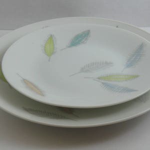 ROSENTHAL Germany. Porcelain plate duo: cake plate and side plate. Form 2000. Colorful leaves. 1950s/60s porcelain. VINTAGE