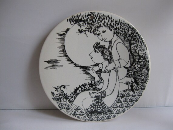 希少 Rosenthal studio-linie Bjorn Wiinblad EVENING. Rosenthal Studio-linie Germany. Porcelain Wall Decoration