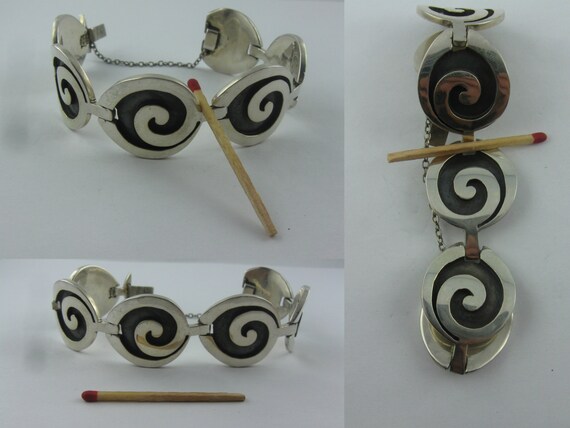 Solid-crafted, partly blackened silver bracelet m… - image 5