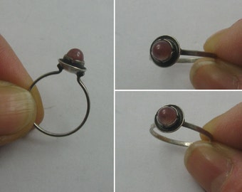 Bague Vintage Argent & Ambre Fischland Allemagne Années 70 - Taille 53, Style Moderniste - Occasion Bon état
