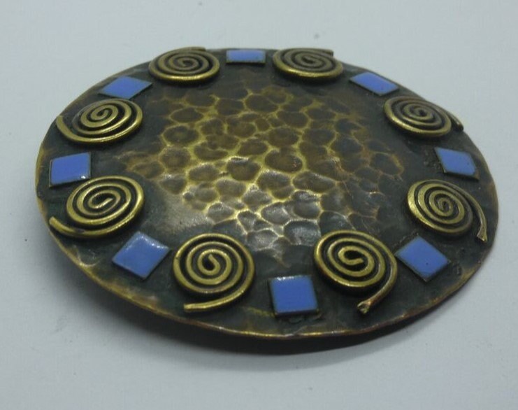 Broche Ancienne Signée Jean Augis - Bronze émaillé Grand Feu - France - Occasion