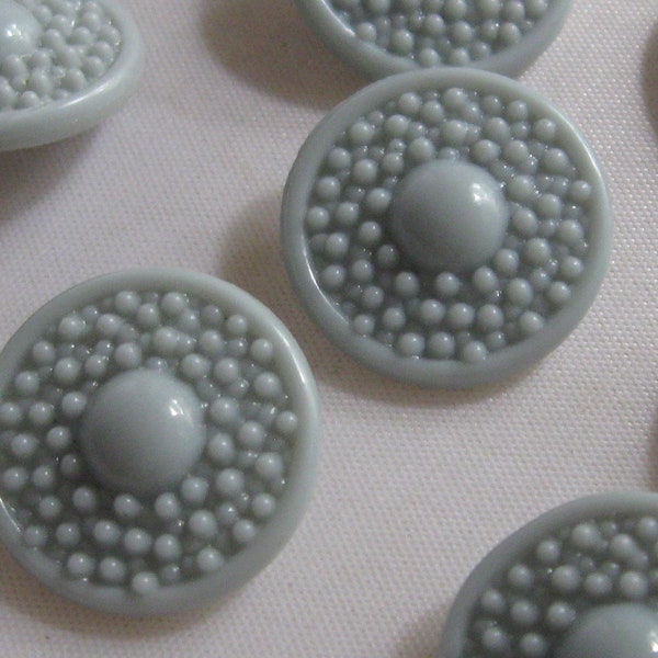 GABLONZ around 1930 / 1940: 10 pieces of ancient, gray GLASS buttons from the Bohemian glass industry. Diameter approx. 1.8 cm. VINTAGE materials