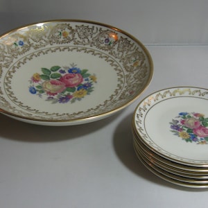 Thomas Bavaria Germany. Thomas Ivory. Ivory colored porcelain. 7-piece set for pastries / confectionery: bowl and 6 small plates. Vintage