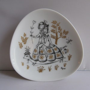 Rosenthal Germany: Zauberhaftes Porzellan Tellerchen / Schälchen. Design Raymond PEYNET. Ca. 11,5 cm. 1950er / 60er Jahre Midcentury VINTAGE