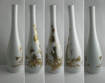 Rosenthal Allemagne studio-line: Vase à fleurs en porcelaine / Vase Enghal « Quatre Couleurs ». Design Bjoern Wiinblad. Hauteur env. 27 cm. VINTAGE