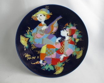 ROSENTHAL studio-line GERMANY. Collection plate &quot;Oriental Night Music&quot;: Pastry plate &quot;1001 Nights&quot; mocha porcelain. Bjoern Wiinblad. VINTAGE