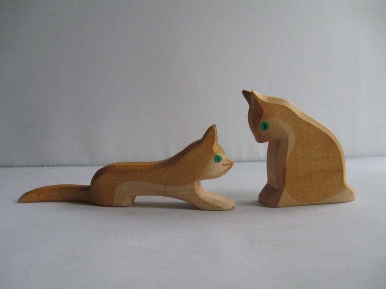 Retired Ostheimer wooden figures / wooden animals. 2 cats. OLD models Ostheimer RARITIES. Vintage wooden toys image 2