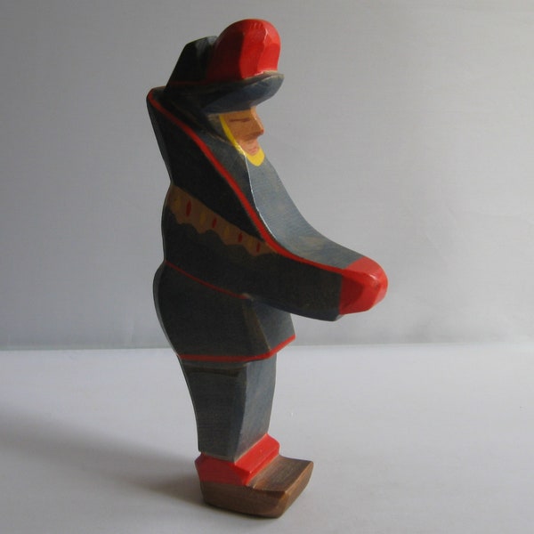 Retired Ostheimer wooden figure. Laplander man (part of the Lap familiy). RARITY for Ostheimer Arctic/ Laplander collectors. 1980s vintage