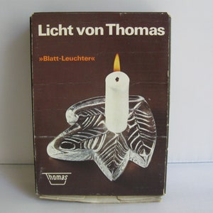 THOMAS (Rosenthal) Germany. >> Leaf candlestick >> Light from Thomas. GLASS candle holder. Candlestick made of glass. VINTAGE