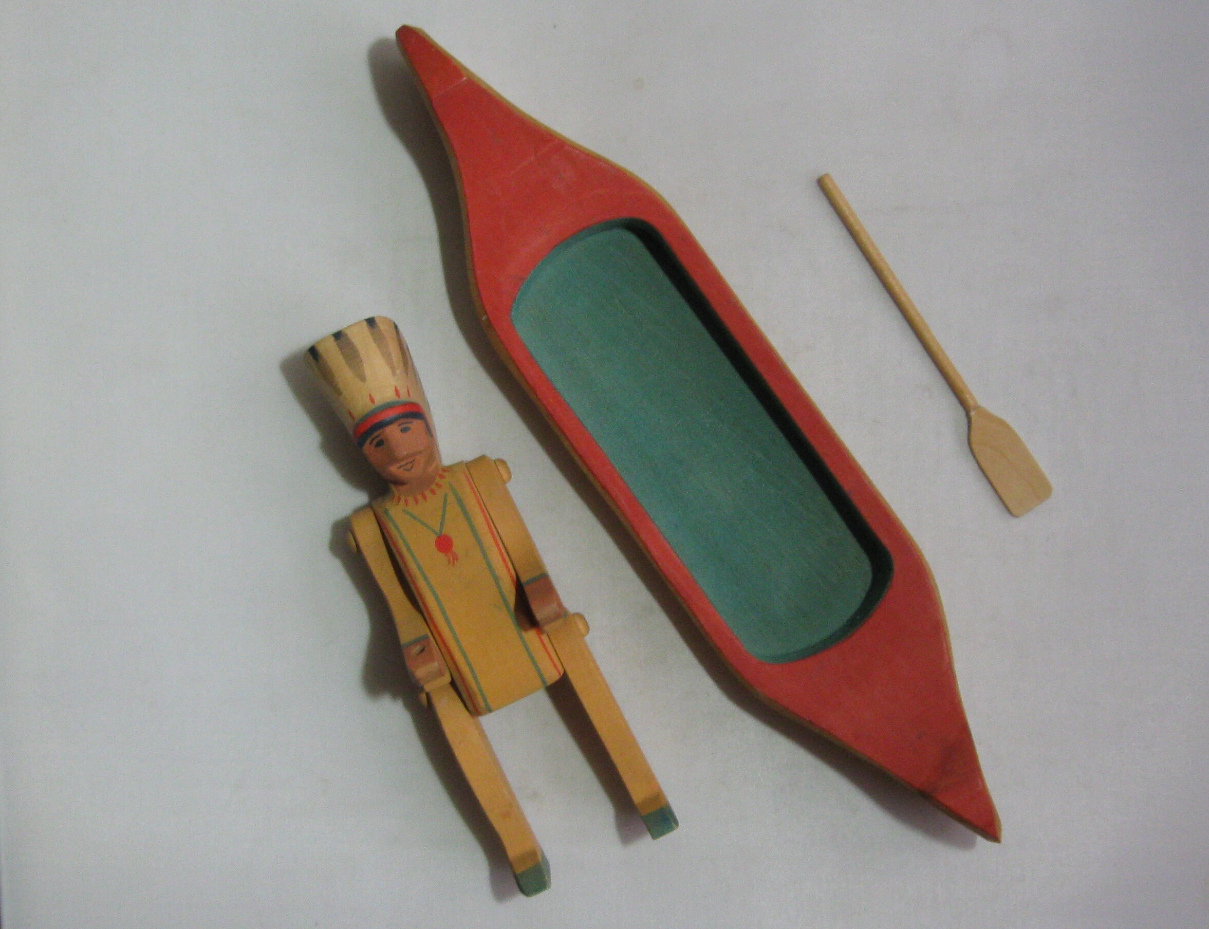 オストハイマー　ネイティブ・アメリカン　カヌー　ヴィンテージ Original OSTHEIMER Wooden Figures (marked). Wooden Toy