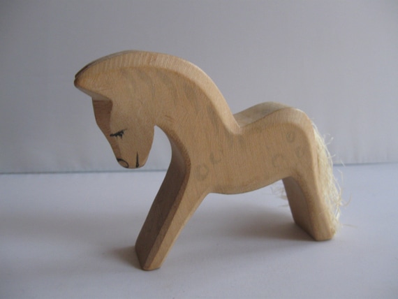 Cheval, figurine animal de la ferme, jouet en bois ostheimer