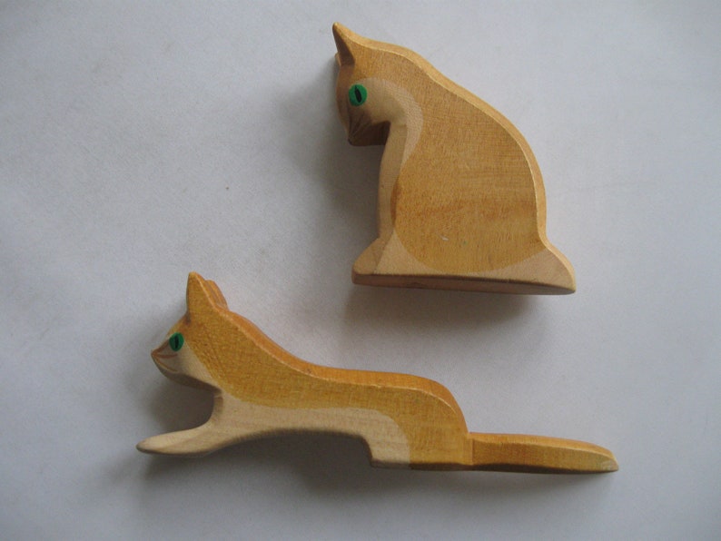 Retired Ostheimer wooden figures / wooden animals. 2 cats. OLD models Ostheimer RARITIES. Vintage wooden toys image 4