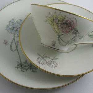 88/  Rosenthal Germany. Sammeltasse / Kaffe Gedeck (3-teilig). Dekor Raymond Peynet. Porzellan Sammlerstück. 1950er / 60er Jahre. Vintage