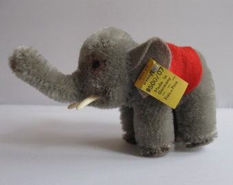 Éléphant Steiff Sur Roues - Peluche Vintage - H 47 Cm, L 60 Cm - Allemagne