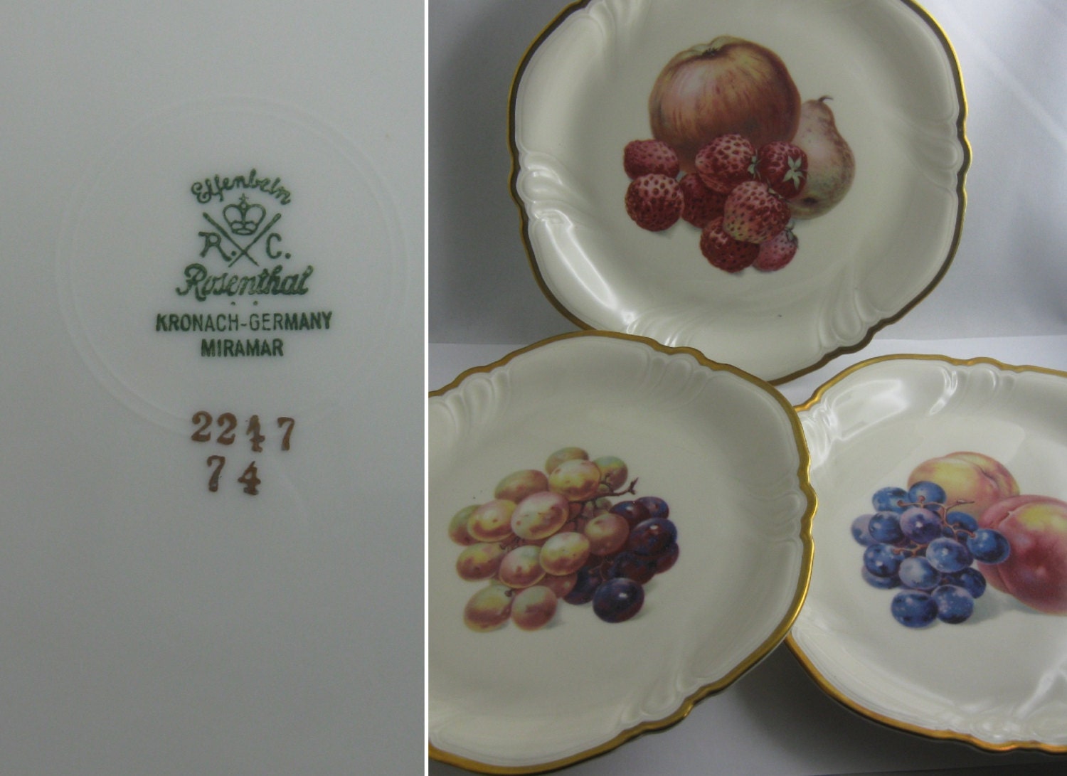 Age old Rosenthal fruit plate (3 Rosenthal Kronach-Germany  Miramar Elfenbein Diameter about VINTAGE