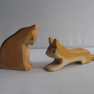 Retired Ostheimer wooden figures / wooden animals. 2 cats. OLD models Ostheimer RARITIES. Vintage wooden toys image 1