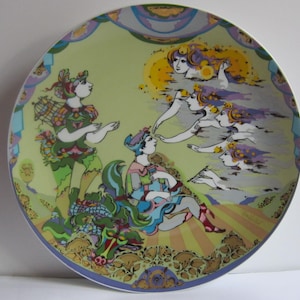 The Magic Flute. Rosenthal Germany. Magnificent wall plate, Ø 33 cm. Bjoern Wiinblad. The Magic Flute, Act I, Queen of the Night. Vintage