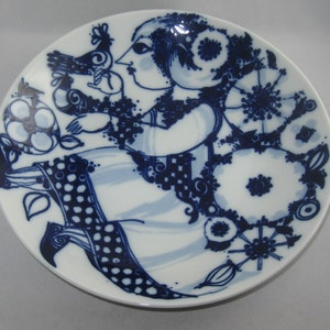 Línea de estudio de Rosenthal Alemania. Plato/bol grande (Ø 22,5 cm). Bjoern Winblad. mujer/niña, flores y pájaro. Con DEFECTOS! ANTIGUO